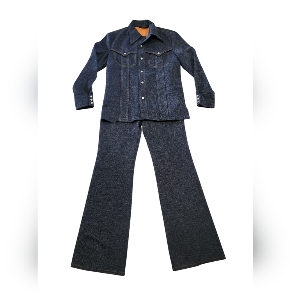1970's M.R. Lee Vtg Denim Western Pearl Snaps RARE Complete Suit Shirt Pant Set